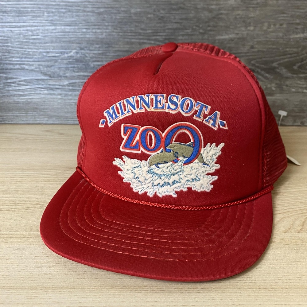 Vintage Minnesota Zoo Hat Cap Snap Back Red Mesh Trucker Embroidered Mens 80s - Picture 3 of 11